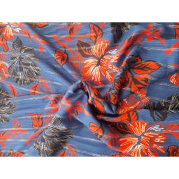 Navy red, silver lurex stripe  floral viscose.jpg